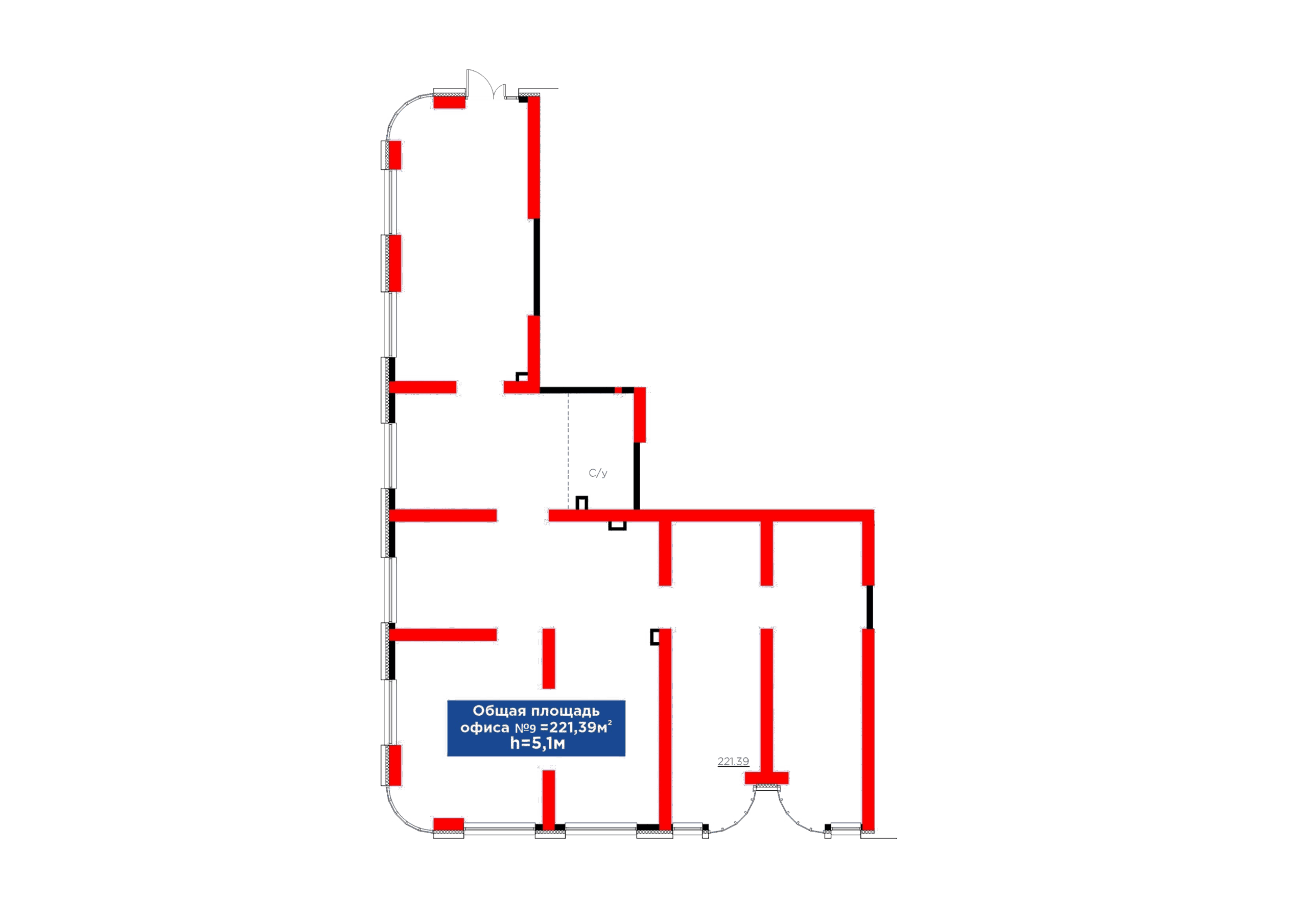 Помещение №9 с площадью 221.39 м² в Avenue 32