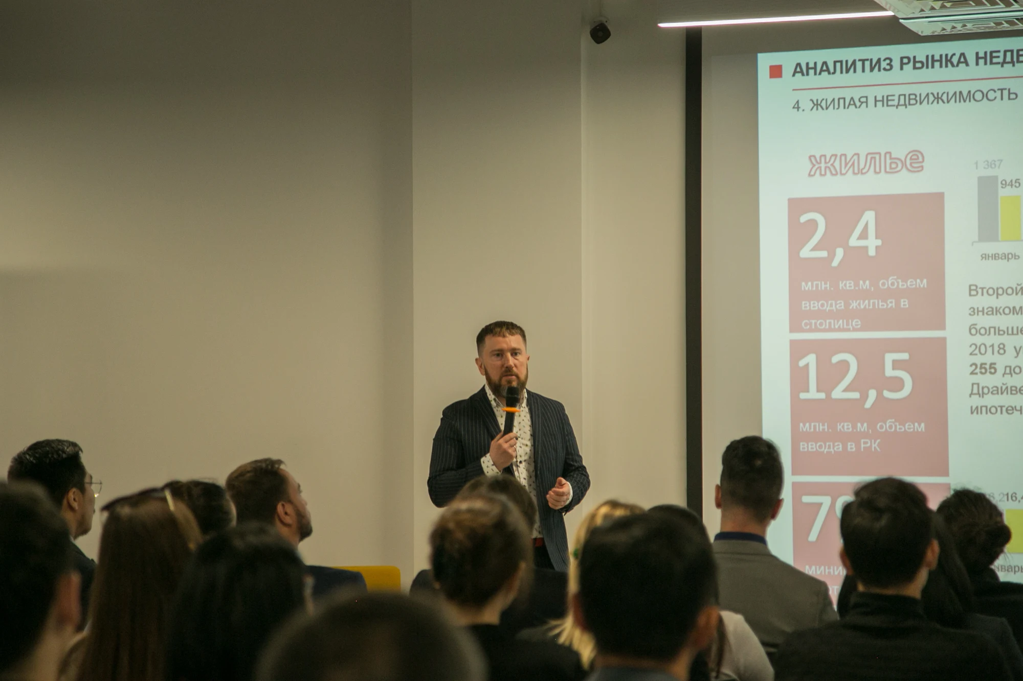 На фото Лев Тетин делится аналитическими исследованиями рынка недвижимости