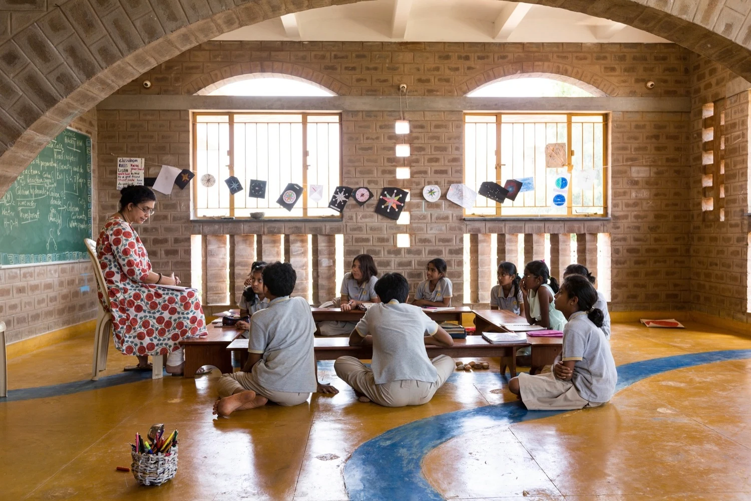 Yellow Train School / Biome Environmental Solutions. Image © Vivek Muthuramalingam