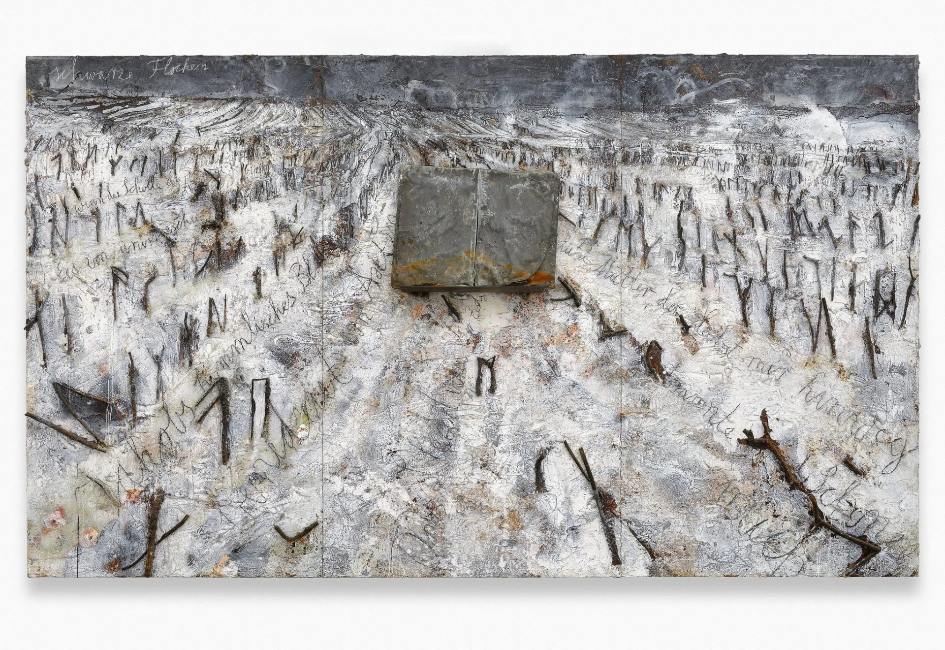 Работа Кифера “Schwarze Flocken” (Черные хлопья), с 2006 года. Кредит …Ансельм Кифер, частная коллекция. Фотография Чарльза Дюпрата.