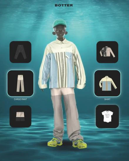 Цифровая гардеробная, разработанная Trappist Monk, позволяет пользователям одевать мультипликационного персонажа Аква Новио для сезона S / S21.