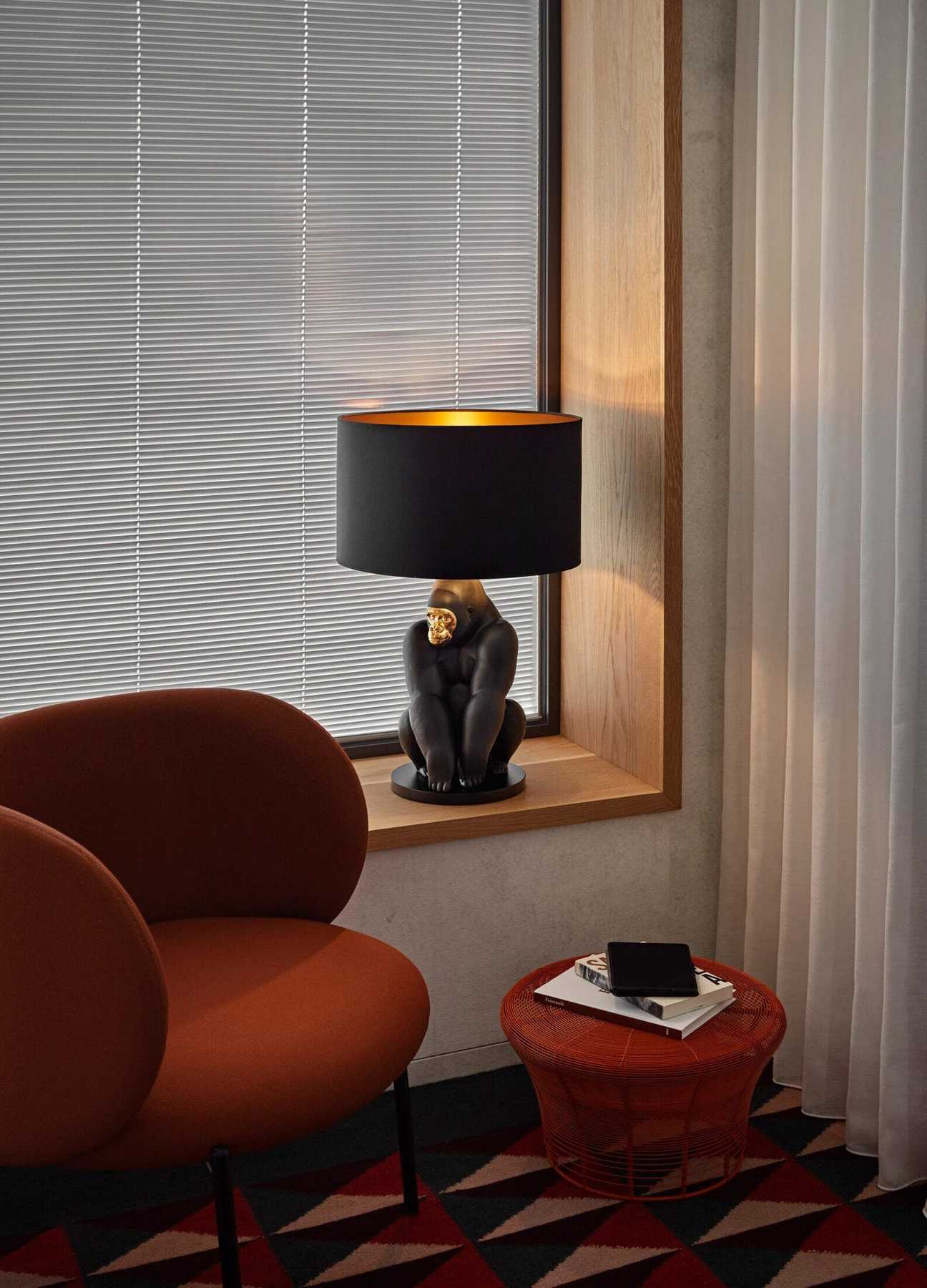 Gorilla lamp. Black-gold