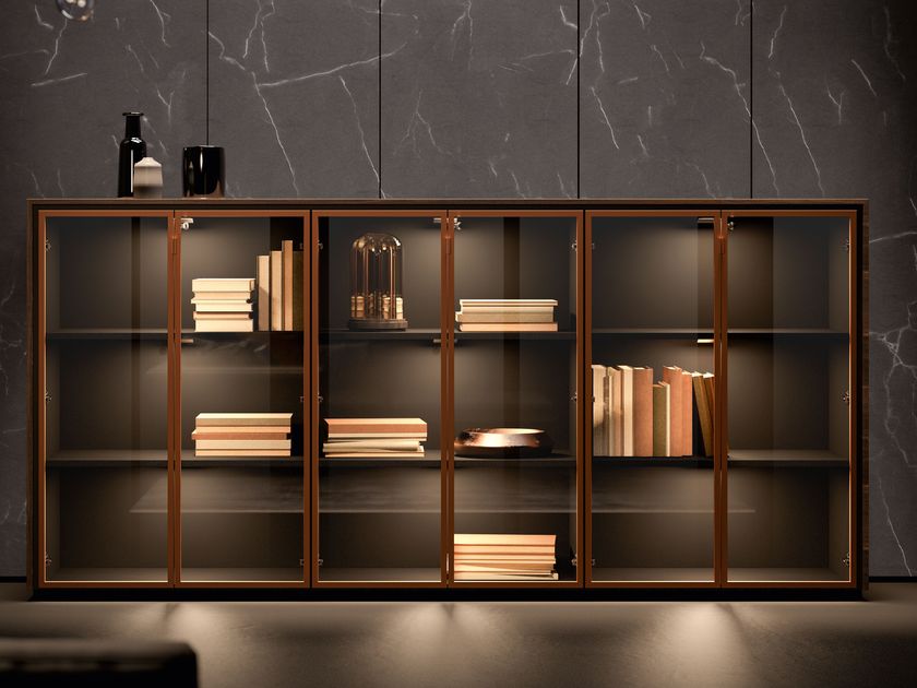 About Office
FRAME
Wood and glass office storage unit with hinged doors