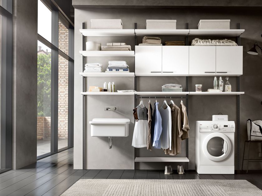 Adok
INTERMEZZO
Wall-mounted wooden laundry room cabinet with sink