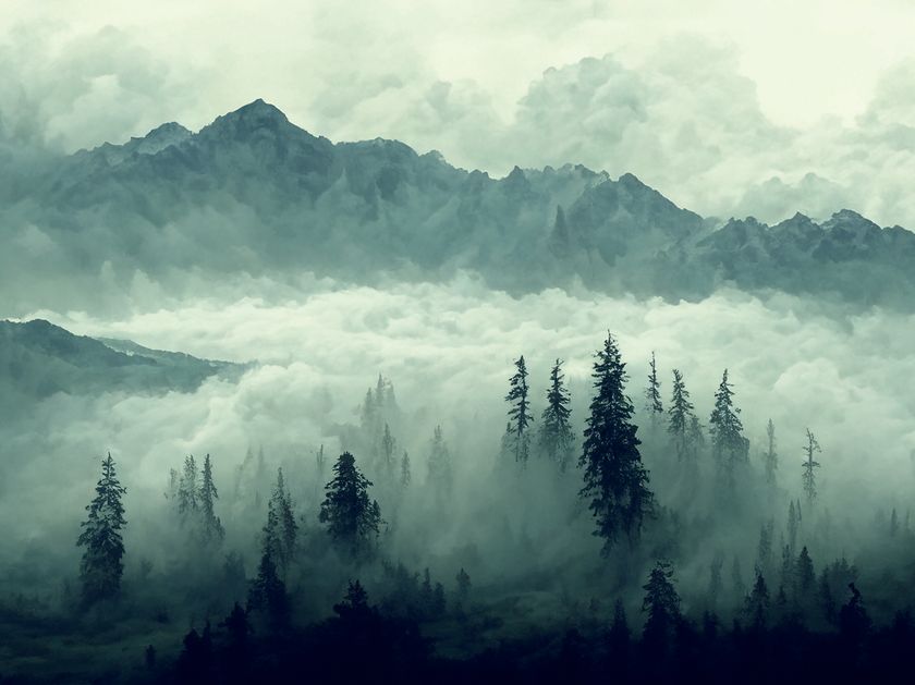 BeWall MOUNTAIN FOG - Панорамные обои с пейзажем