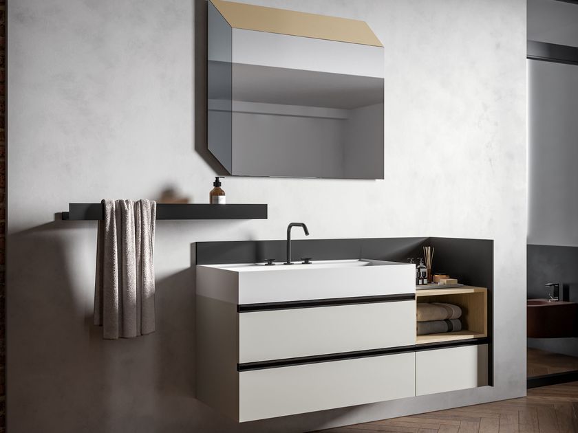 Birex
DEEP COMP. 4
Single wall-mounted vanity unit with mirror and shelf