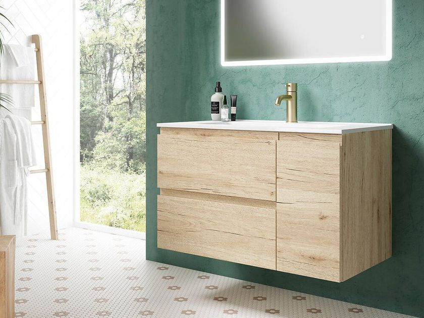 Blubbain
CAPTUS 01
Wall-mounted vanity unit with integrated washbasin