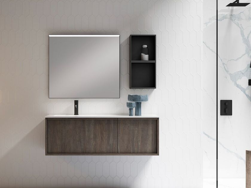 Blubbain
HONEY 02
Wall-mounted wooden vanity unit with drawers