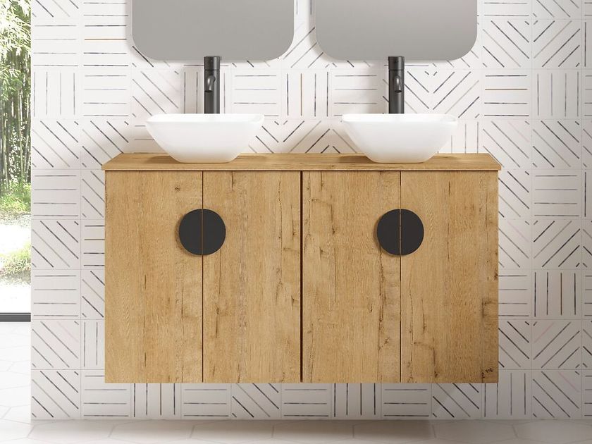 Blubbain
NANO 02
Double wall-mounted wooden vanity unit with doors