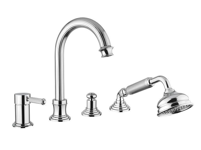 Bugnatese
ATHENA 8555
Deck mounted 4 hole chromed brass bathtub tap