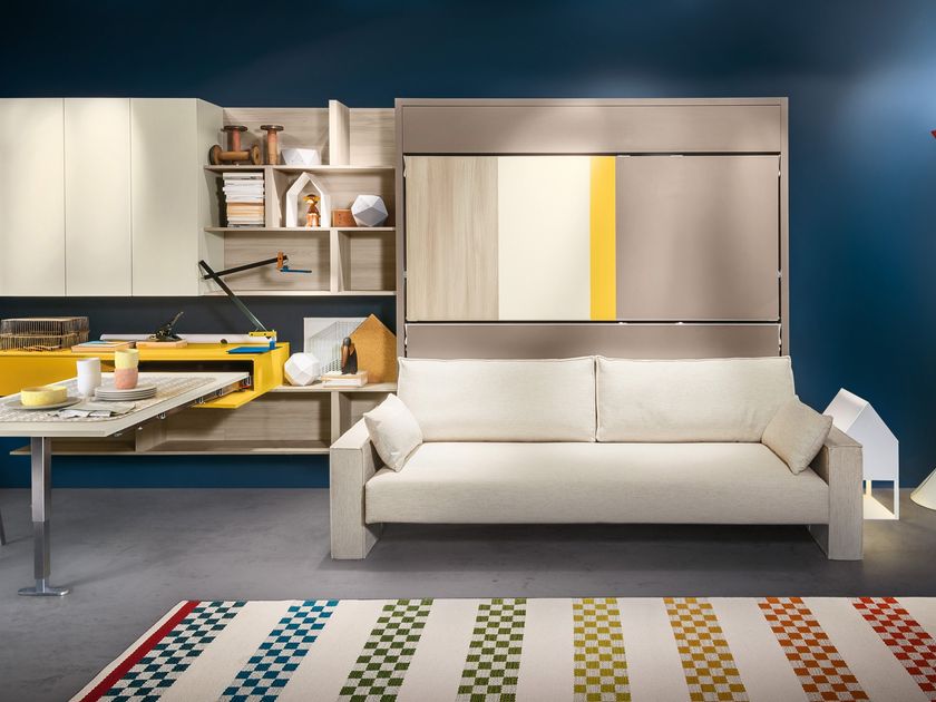 CLEI
KALI DUO SOFA
Wall-mounted lacquered storage wall with sofà
