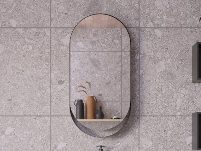 DDL
TAMAGO CABINET
Wall-mounted oval bathroom mirror with cabinet