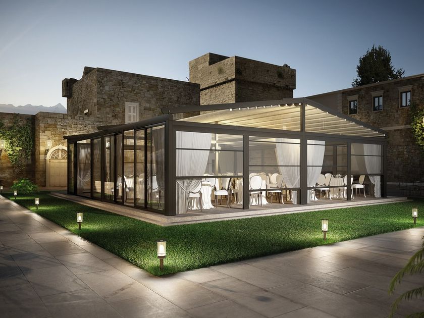 DIRELLO
ATRIUM
Sloped pergola with retractable fabric