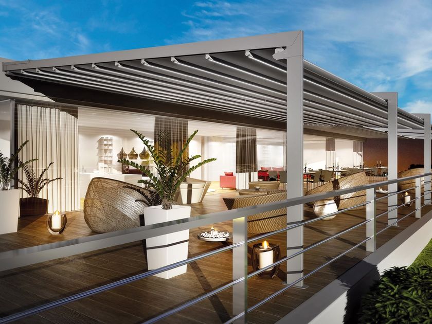 DIRELLO
EVEN
Sloped pergola with retractable fabric