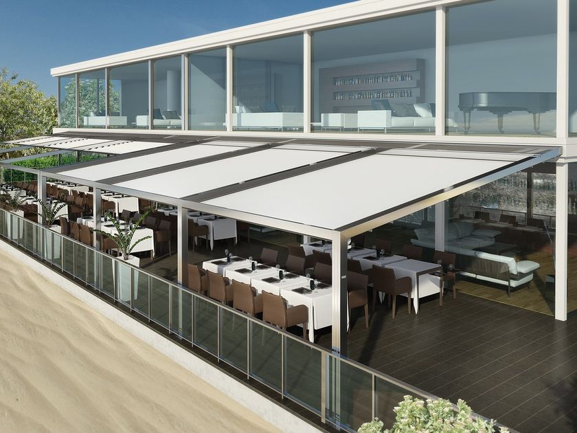 DIRELLO
IMPERIUM
Sloped pergola with retractable fabric