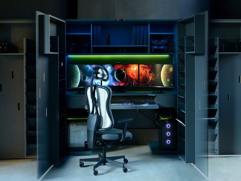 Dizzconcept
DIZZONE10
Rectangular closable desk with integrated shelves
