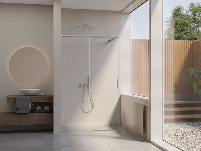 Duka
LIBERO 4000
Rectangular crystal shower cabin with sliding door