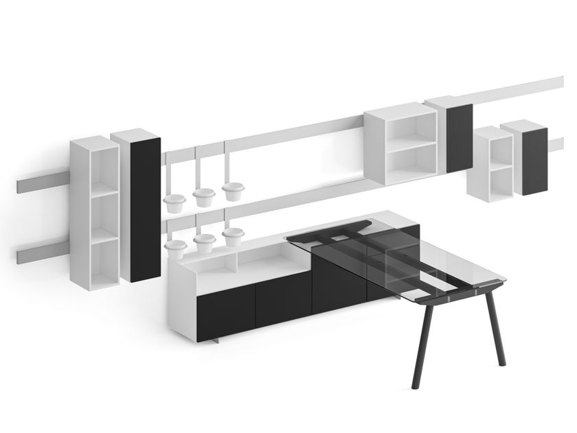 DVO
MILO
Sectional melamine storage wall with secretary desk