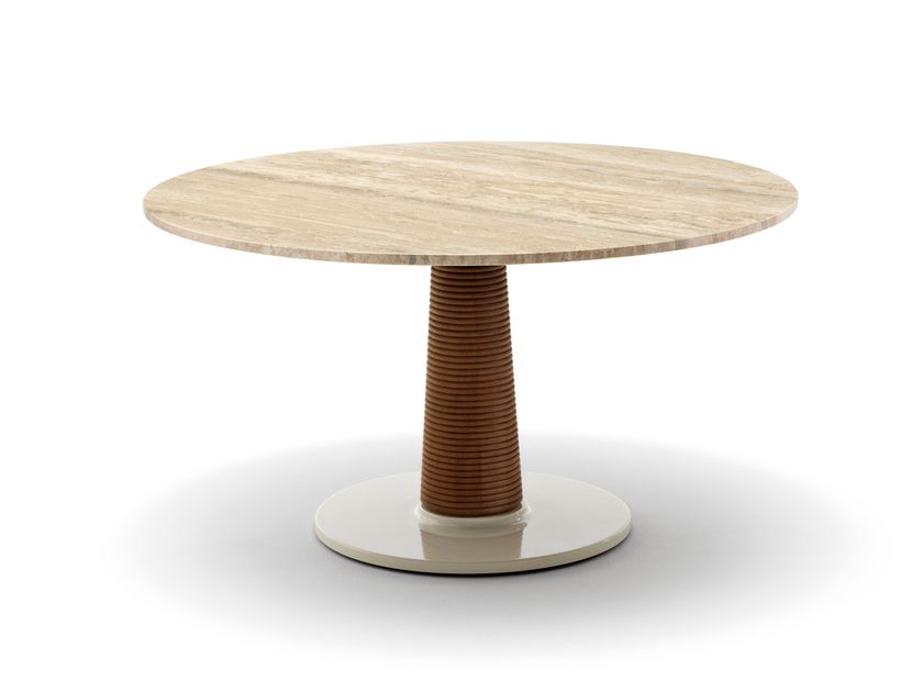 Exteta
SUNSET
Round Ostuni stone and mahogany garden table