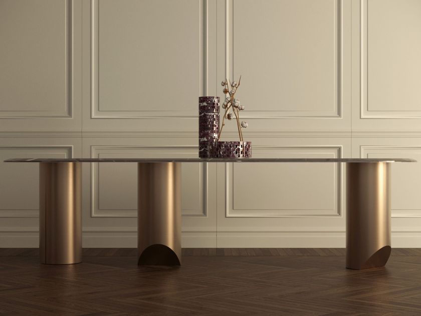 FANTIBOZZETTIMENEGON
CERBERO
Oval metal dining table with marble top