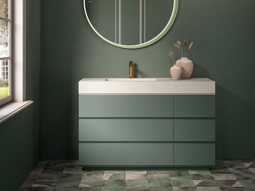 Fiora
MAKING
Floor-standing polyurethane vanity unit with drawers