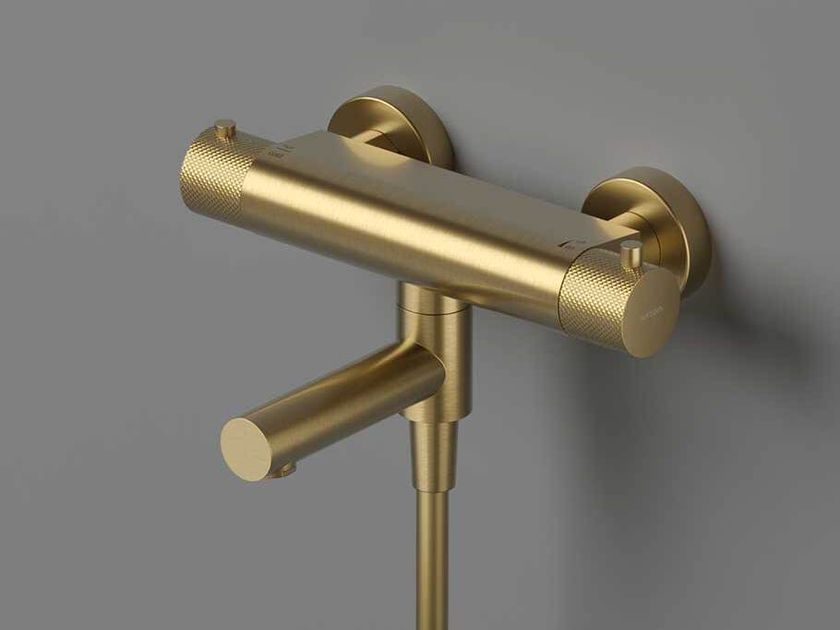 Hotbath
COBBER X CX020
Thermostatic wall-mounted brass bathtub mixer with diverter