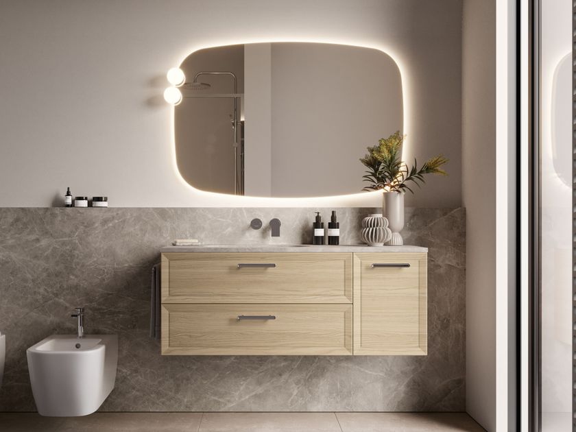 Ideagroup
PROVENCE 02
Single wooden vanity unit with mirror and marble top
