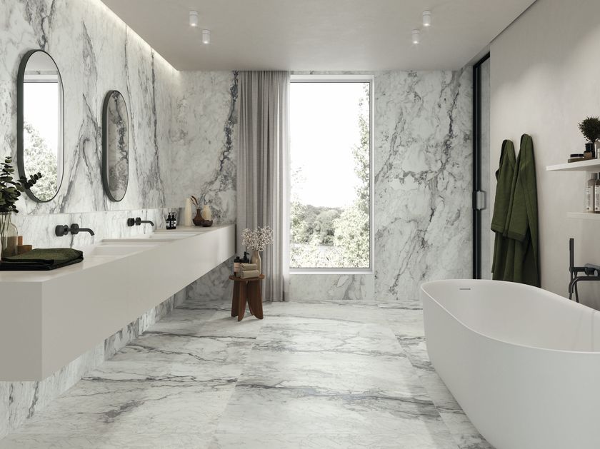 Imola
THE ROCK
Full-body porcelain stoneware wall/floor tiles with marble effect