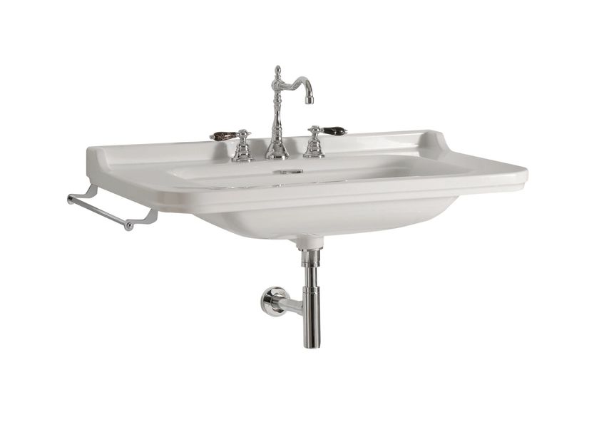 Kerasan
WALDORF 4141/4142/4144
Wall-mounted rectangular ceramic washbasin with towel rail