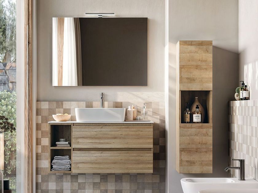 LEGNOBAGNO
CUBIK 07
Wall-mounted wooden vanity unit with cabinets