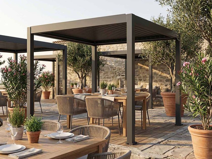 Maanta
LYRA
Bioclimatic aluminium pergola with adjustable louvers