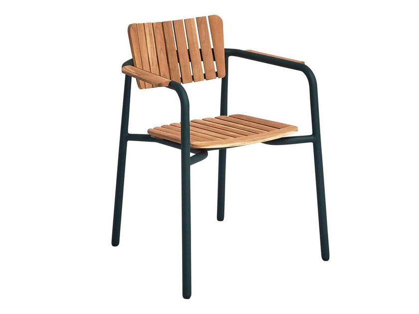 Mindo
MINDO 119
Stackable aluminium and teak garden chair with armrests