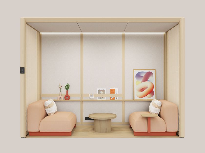 Mute
MODULAR LOUNGE 3x1
Glass and aluminium office booth for coffee break