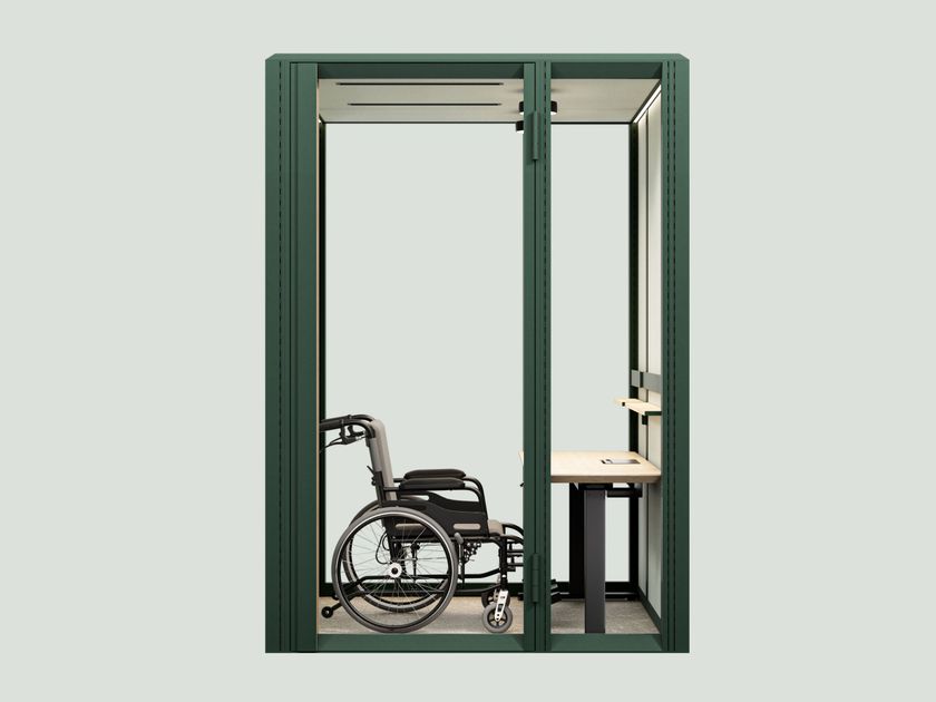 Mute
MODULAR WORK 1,5x1,5
Single acoustic office pod for Disabled