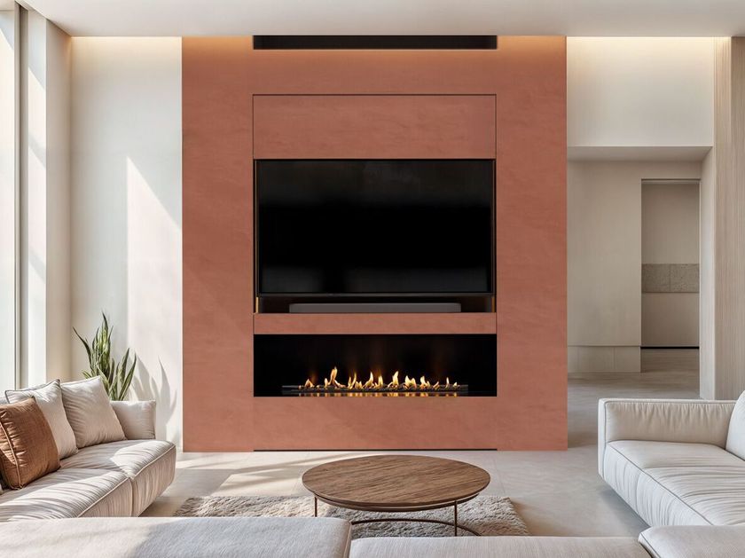 NEX Media Wall
NEX MEDIAWALL
Dekton® fireplace with motorized TV mount
