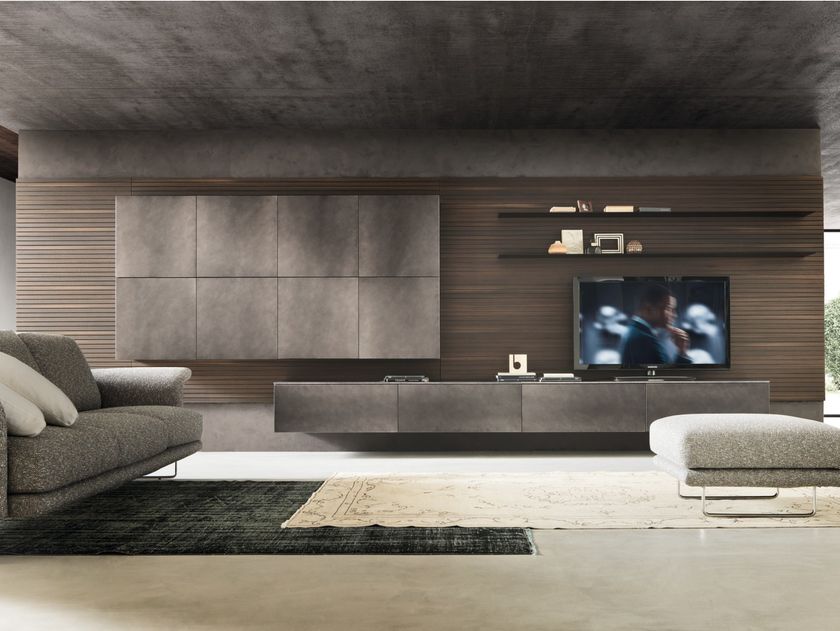 Pedini
MOKA 01
Wall-mounted wooden TV wall system