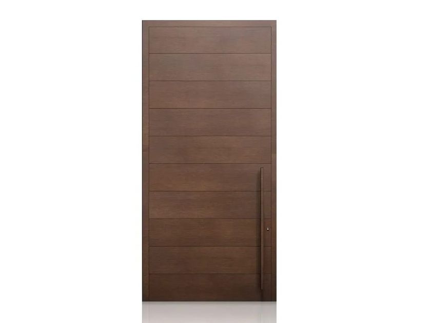 Roka
HERO
Aluminium pivot door with a wood-like finish
