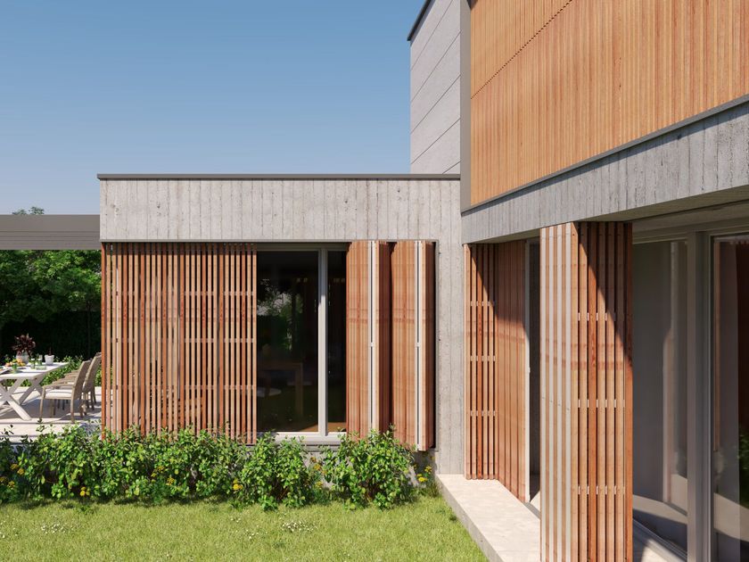 ROSSENI
FOLDING SLIDING SHUTTER
Steel solar shading with folding louvers