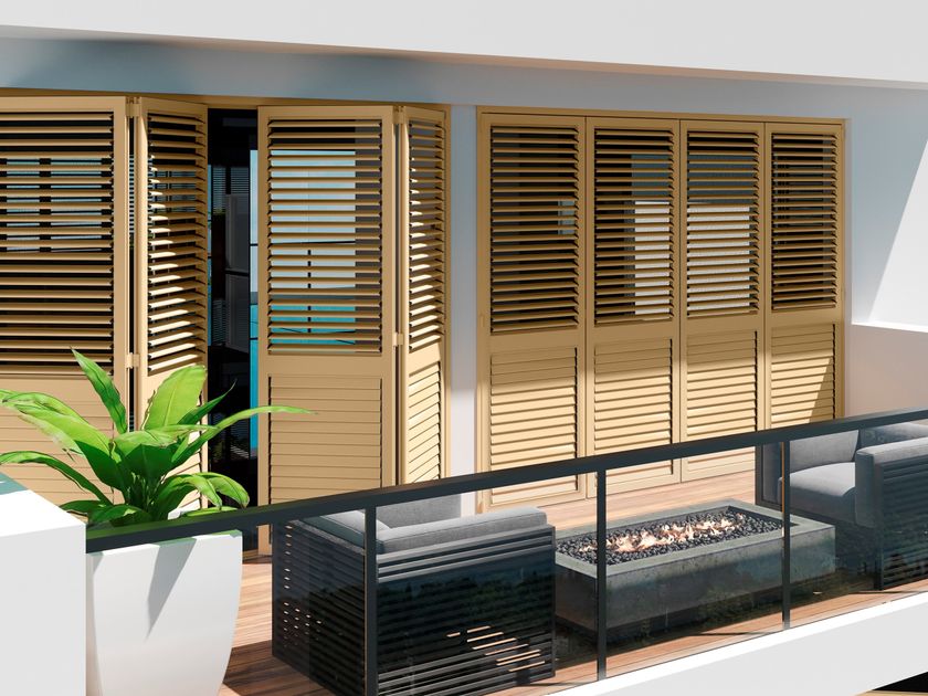 Saxun
EFORUS
Folding aluminium shutter with fixed louvers