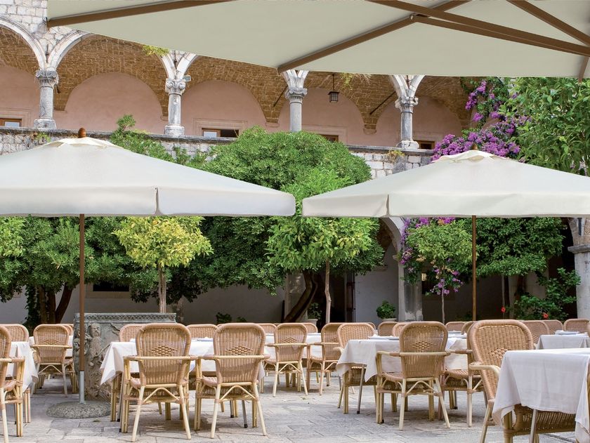 Scolaro Parasol
PALLADIO TELESCOPIC
Iroko Garden umbrella with telescopic system