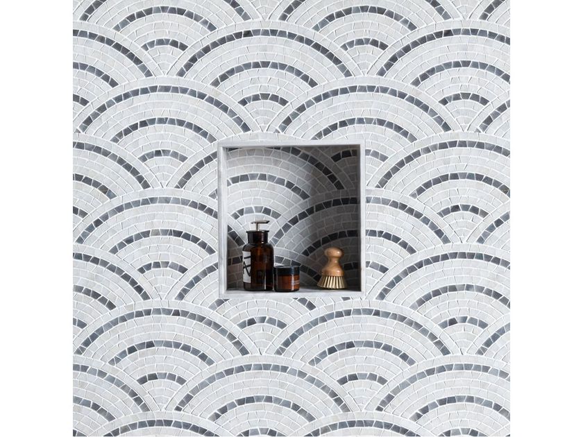 Starel
CALACATTA AND BLUESTONE CRACKED FAN MINI
Marble mosaic