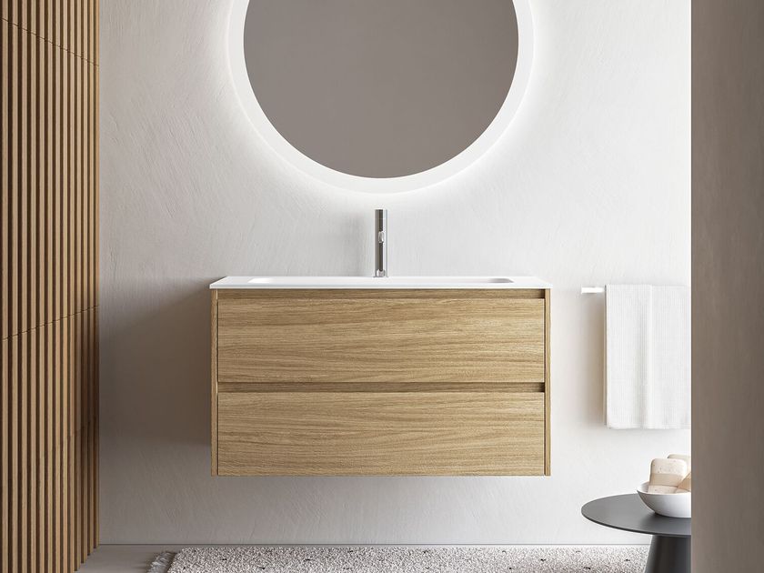 Stocco
MET 07
Wall-mounted oak vanity unit with integrated washbasin