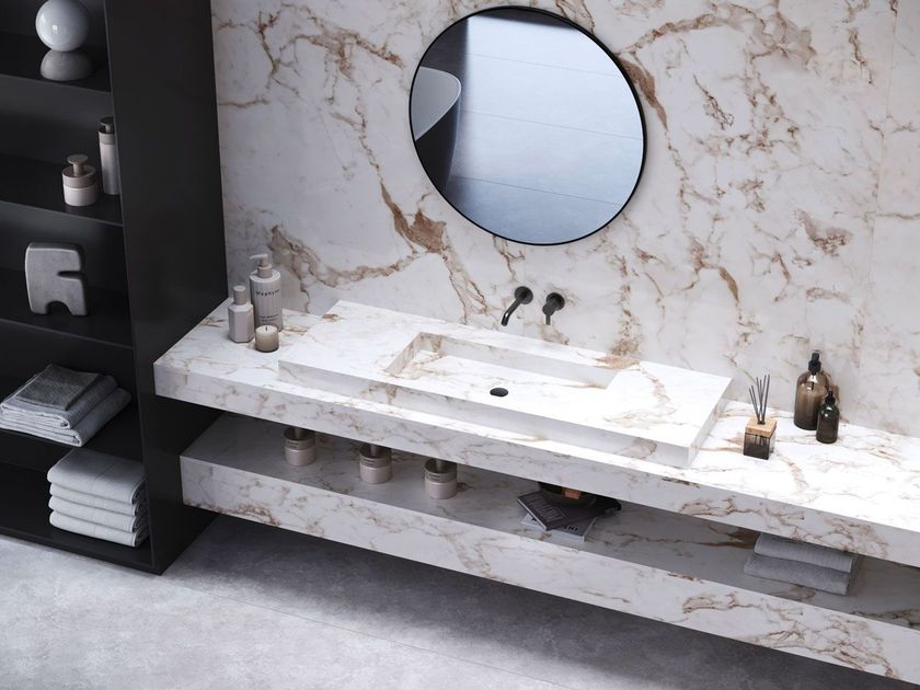 Sustonable
SINK & VANITY TOPS
Recycled material washbasin with integrated countertop