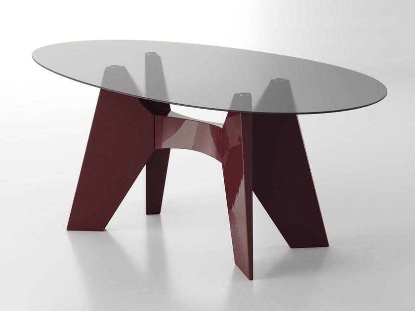 UNEVEN OBJECTS
TOTTOLO M1
Oval laquered table with glass top