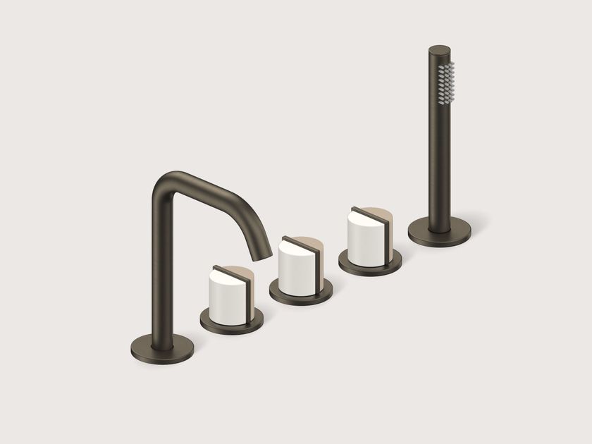 Varied Forms
MACARON MAC303
Deck Mounted Bath Set with Cranked Spout, Hand Shower and Configurable Handle Accents