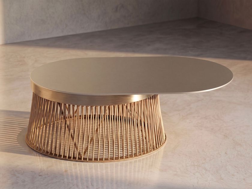 WOOMEY & K
UD SERVE LARGE STRING UDY
Oval aluminium and rope coffee table