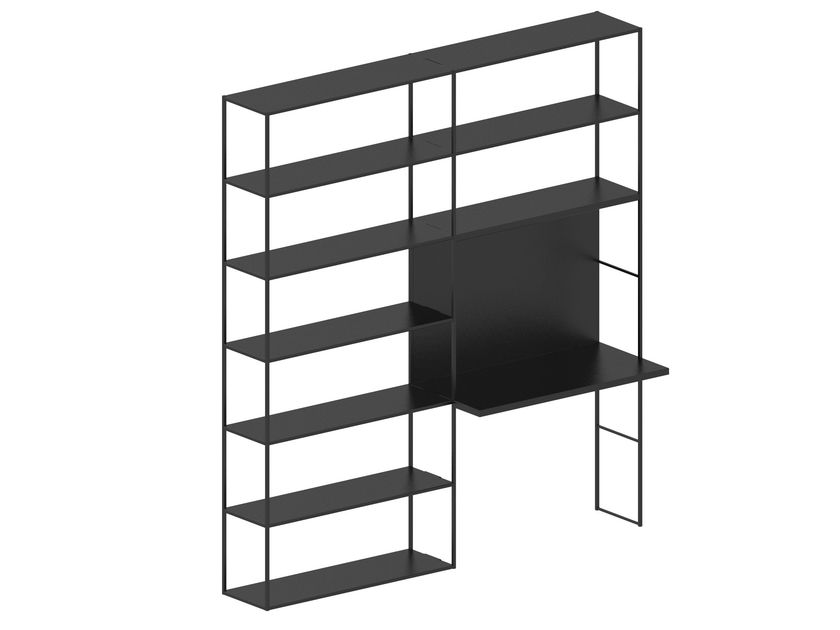Zeus
EASY IRONY BUREAU
Open metal bookcase with secretary desk